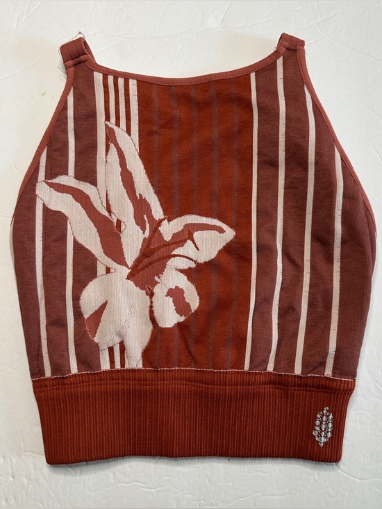 free people movement Other - Free People Movement Striped Floral Knit Halter Top in Rust and Cream